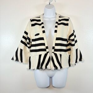 Striped Black and White Women's Cardigan